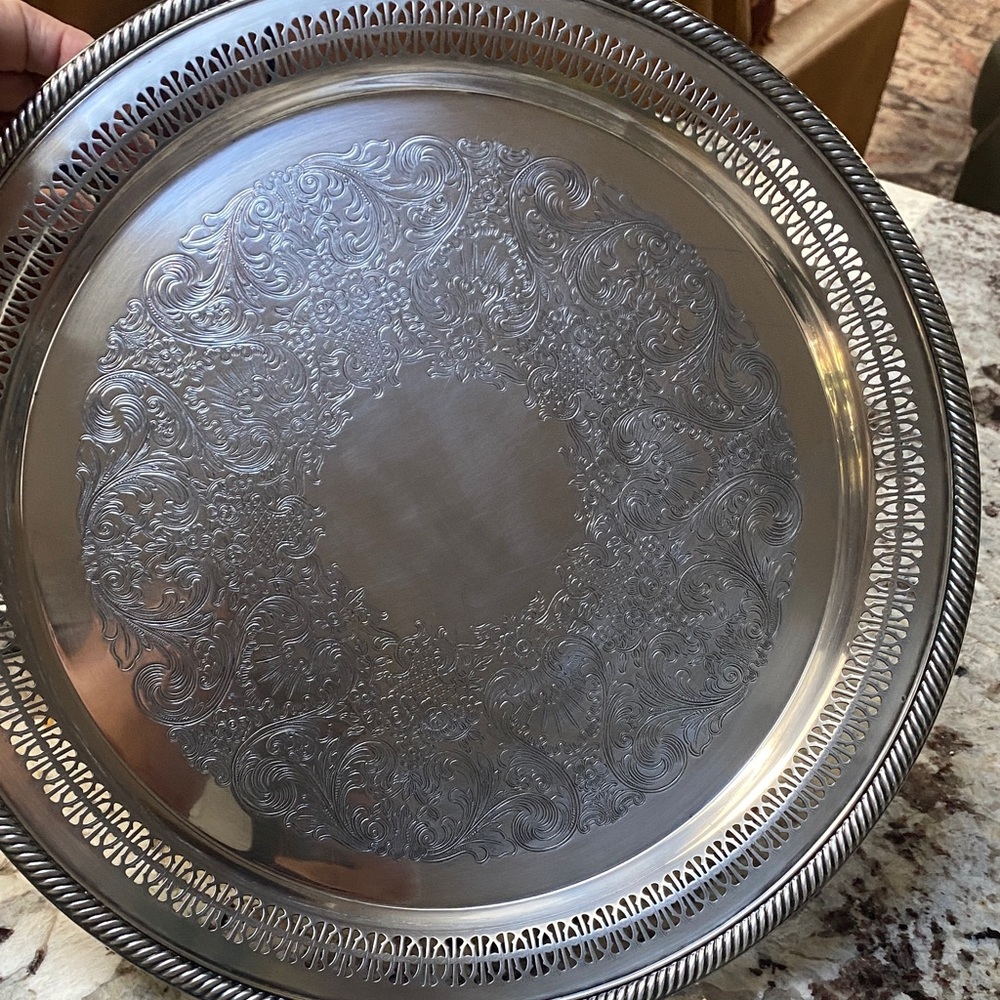 Intricate Silver Floral Tray